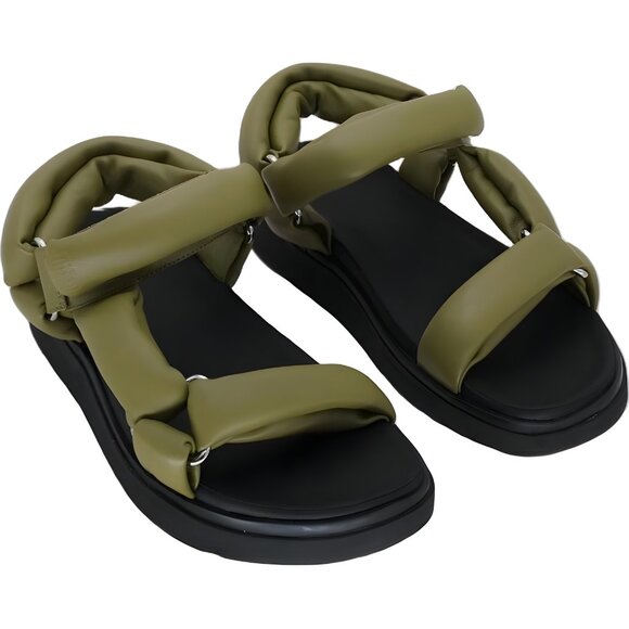 FitFlop Gen-FF Soft Leather Platform Sandals Black Camo Green 10 US EU 42 - Picture 4 of 6